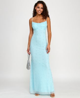 Juniors' Embellished Cowlneck Sleeveless Gown - Macy's