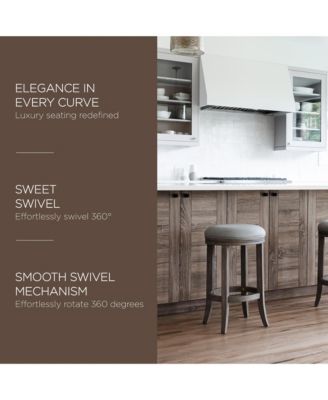 Eva Counter Stool, Reclaimed Oak Finish w/ Ash Grey Fabric, Set of 2