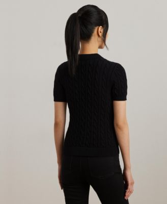Women's Cable-Knit Polo Shirt