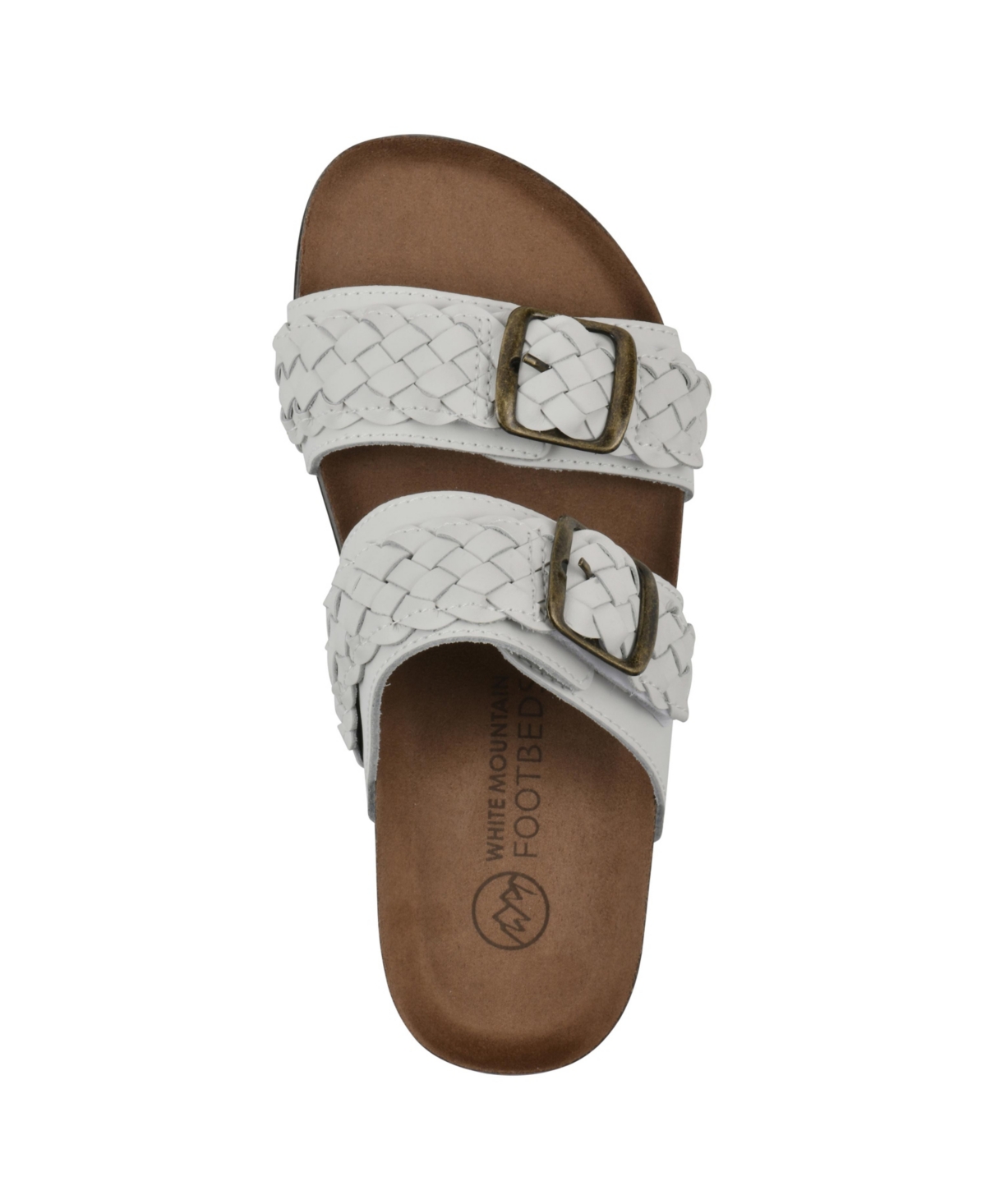 White Mountain Women's Hey Hey Round Toe Flat Sandals In White Leather