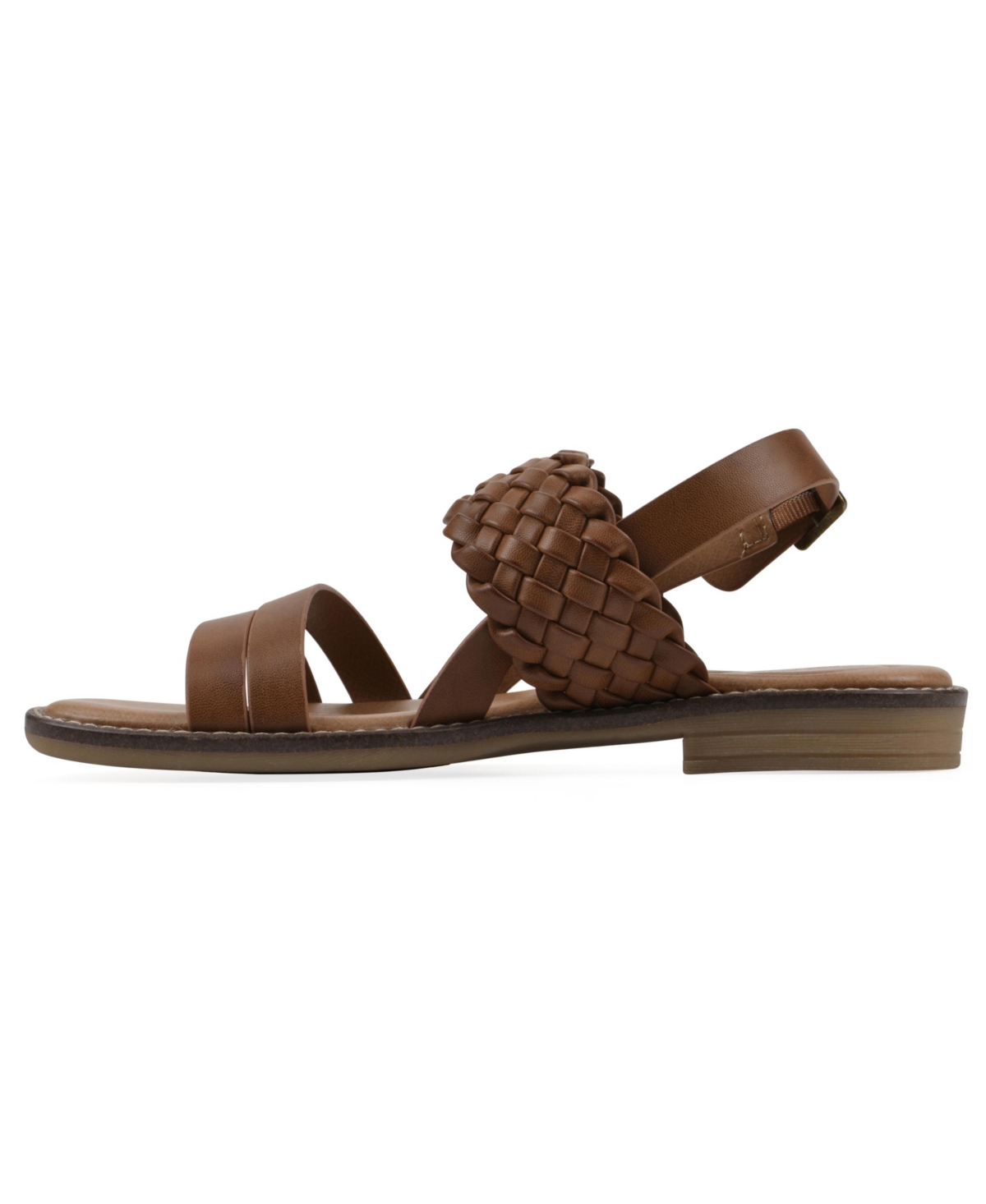 White Mountain Women's Macaroni Round Toe Flat Sandals In Dark Tan Smooth