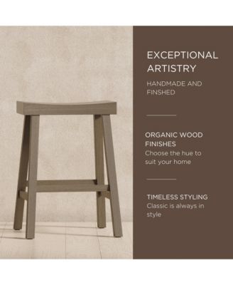 Vincent Wooden Rustic Aesthetic Kitchen Counter Stool, Set of 2