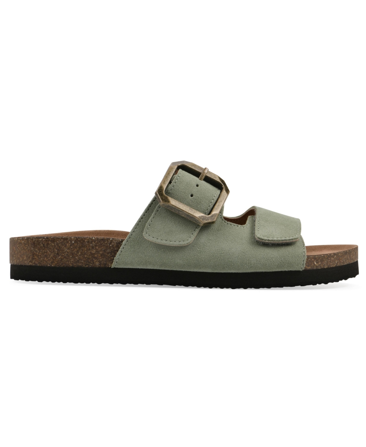 White Mountain Women's Hayloft Round Toe Flat Sandals In Sage Green Suede