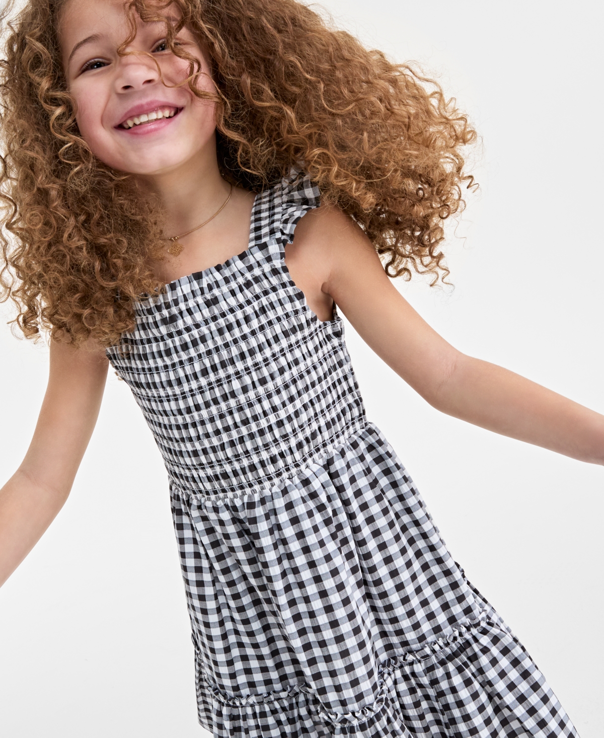ON 34TH MOMMY & ME GINGHAM TIERED SMOCKED DRESS 