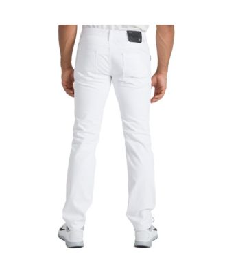 Men's Slim Straight Distressed Mended Premium Cargo White Jeans