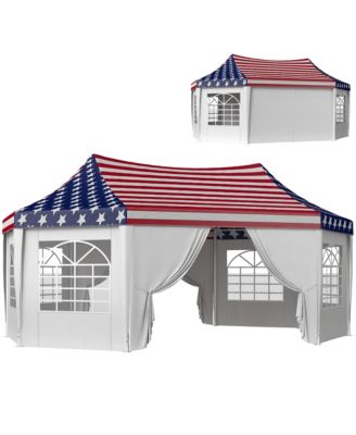 22.3 x 16.4ft Party Tent Wedding Tent w/ 6 Windows, American Flag
