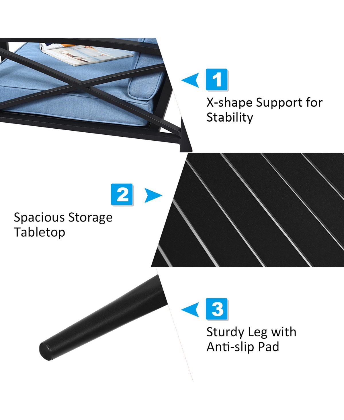 8PCS Patio Furniture Set Aluminum Frame Cushioned Sofa Chair Coffee Table