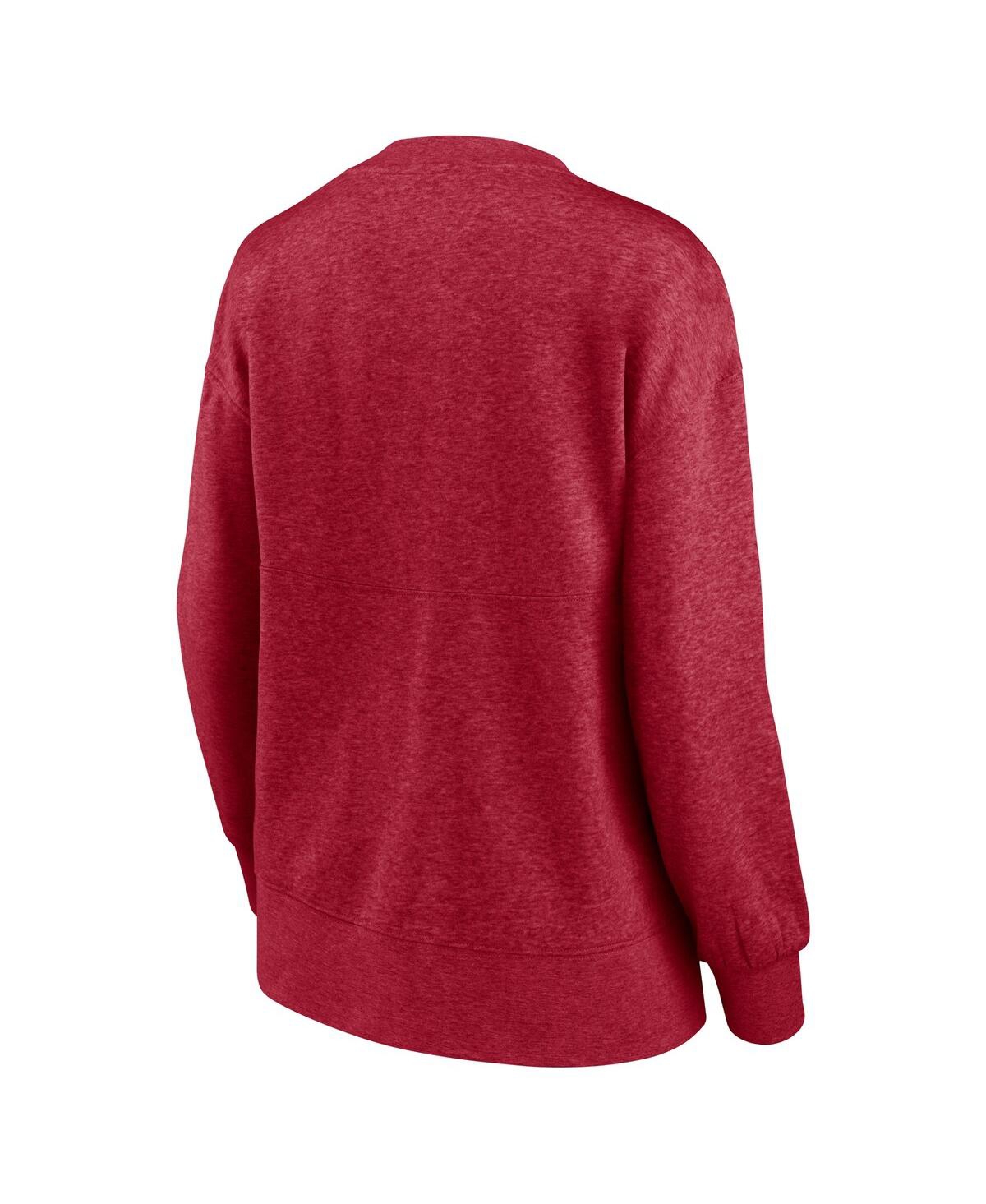 FANATICS WOMEN'S HEATHERED CRIMSON OKLAHOMA SOONERS JUMP DISTRIBUTION PULLOVER SWEATSHIRT 