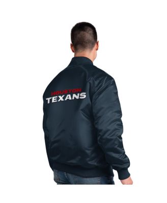 Men's Navy Houston Texans Exclusive Satin Full-Snap Varsity Jacket