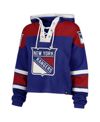 Women's Blue New York Rangers Cropped Superior Lacer Pullover Hoodie