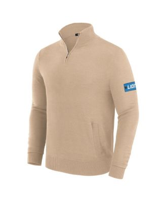 Men's Tan Detroit Lions Franchise Quarter-Zip Sweater