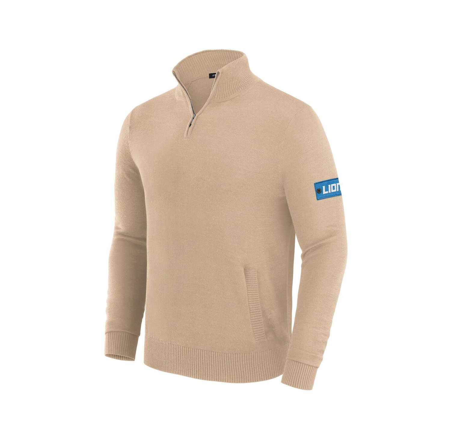 Men's Tan Detroit Lions Franchise Quarter-Zip Sweater