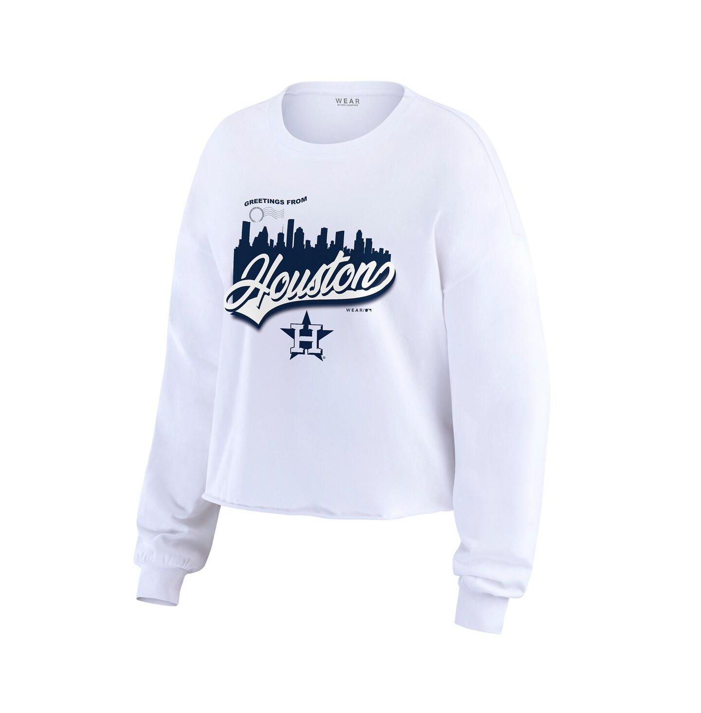 Женская футболка WEAR by Erin Andrews White Houston Astros Domestic Postcard Long Sleeve — фото 3