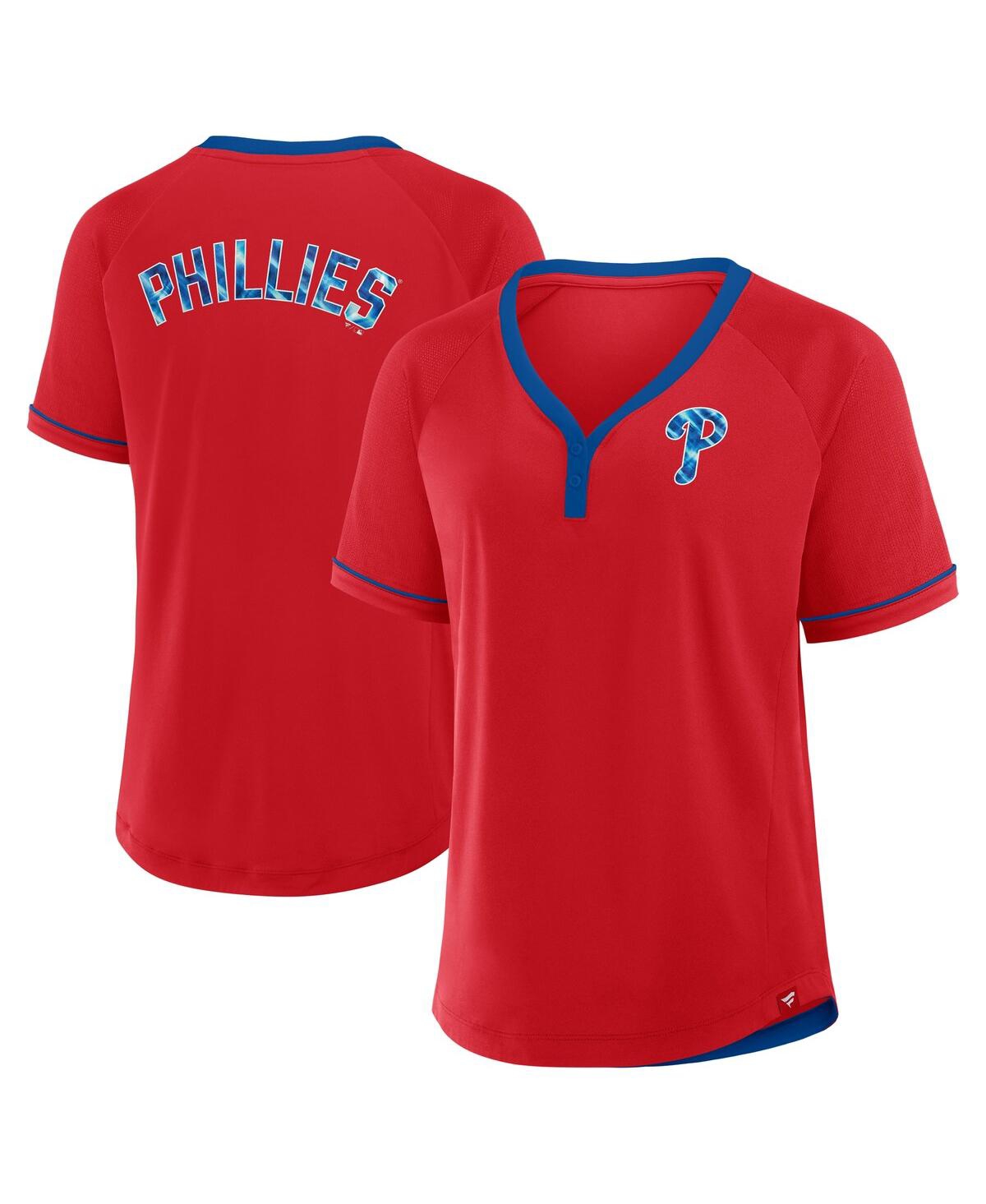 Fanatics Women's Red Philadelphia Phillies League Diva Star Raglan V-neck T-shirt In Red