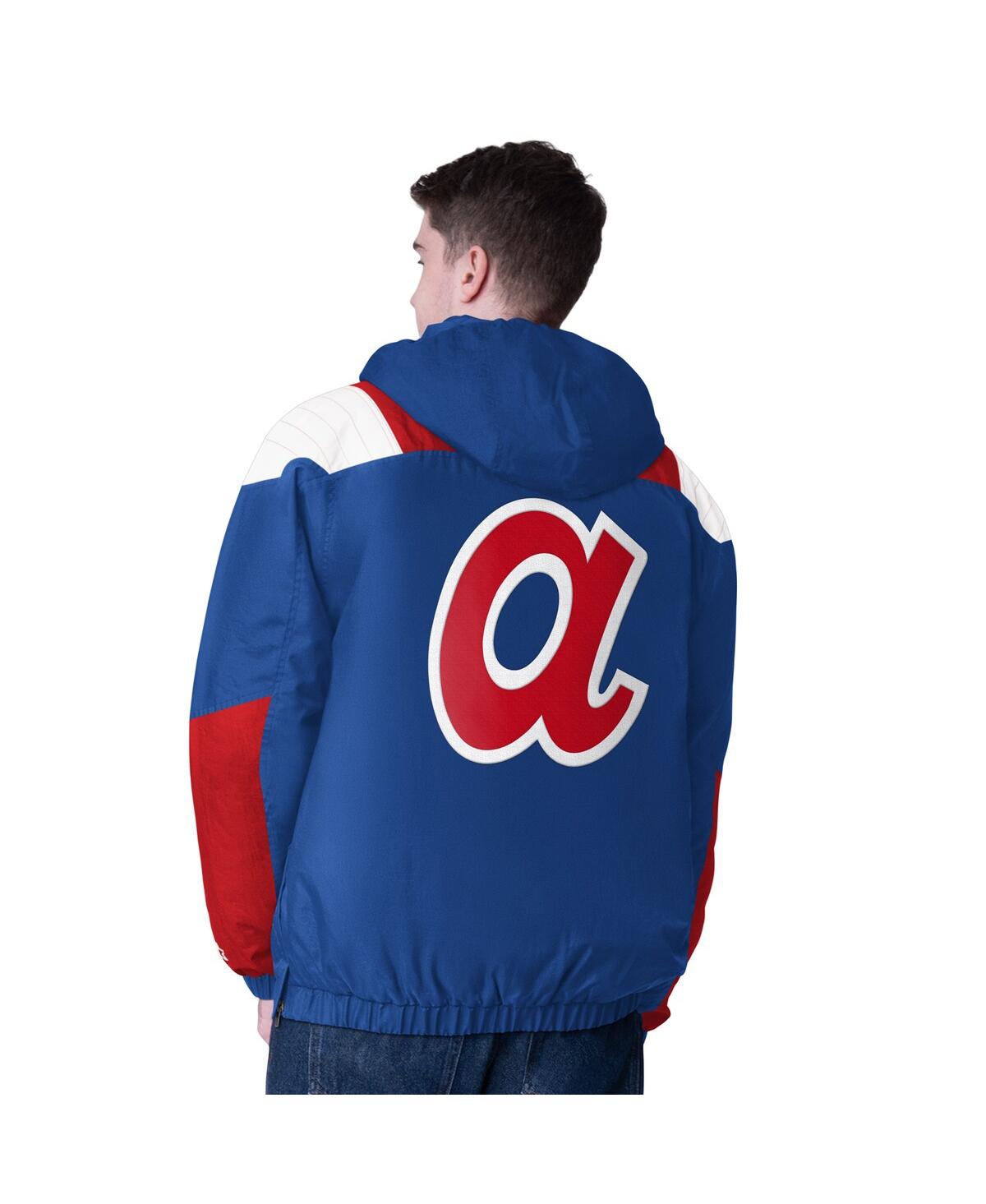 Starter Men's Royal Atlanta Braves Cooperstown Collection Charger Half-zip Jacket In Multi