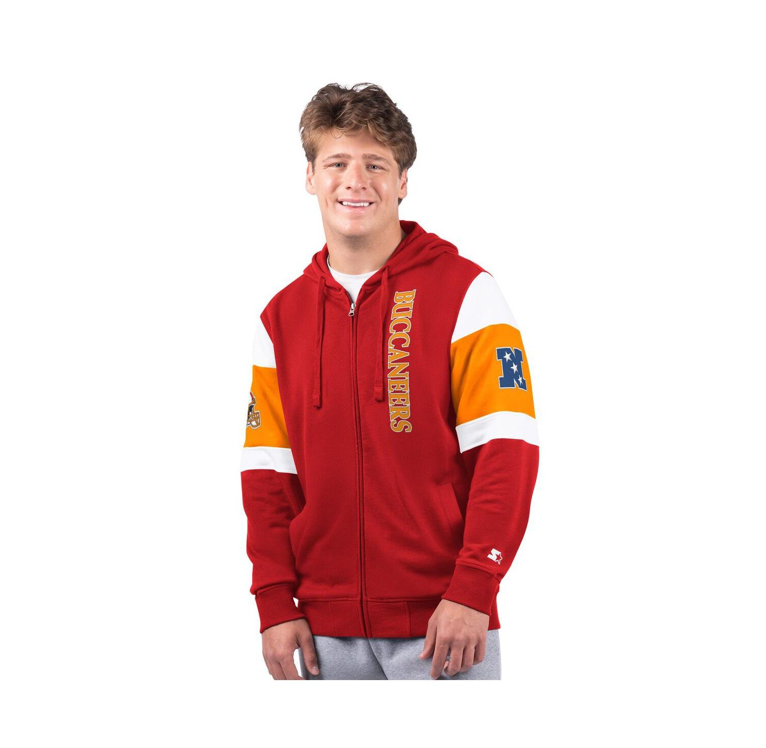 Men's Red Tampa Bay Buccaneers Extreme Vintage Logo Full-Zip Hoodie