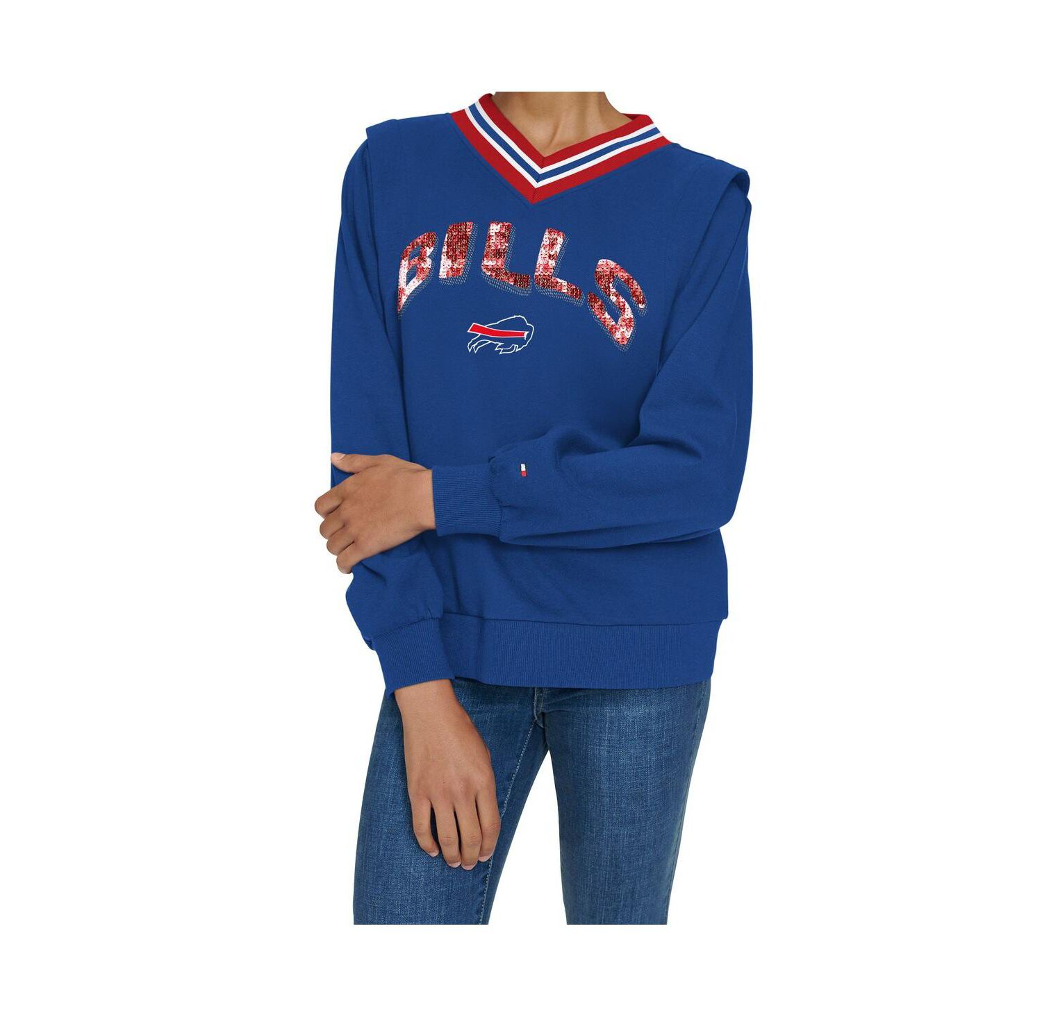 Women's Royal Buffalo Bills Alice V-Neck Pullover Sweatshirt