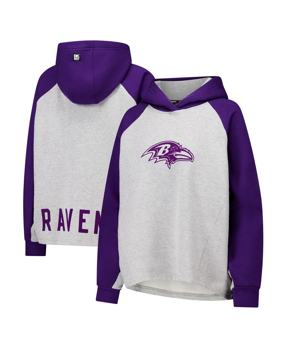 Sport Women's Gray/Purple Baltimore Ravens Joy Cropped Raglan Pullover Hoodie - Gray, Purple
