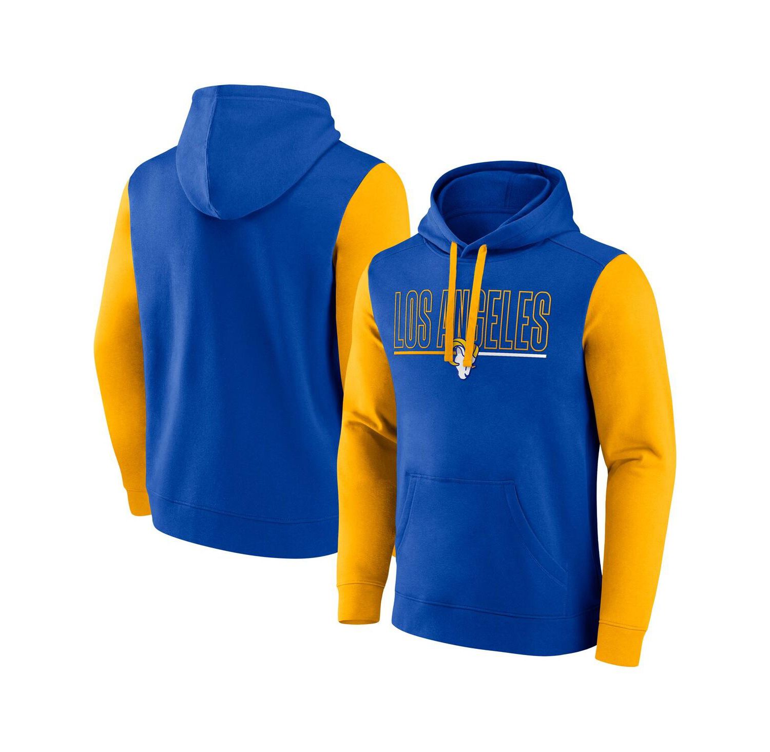Men's Royal/Gold Los Angeles Rams Outline Pullover Hoodie