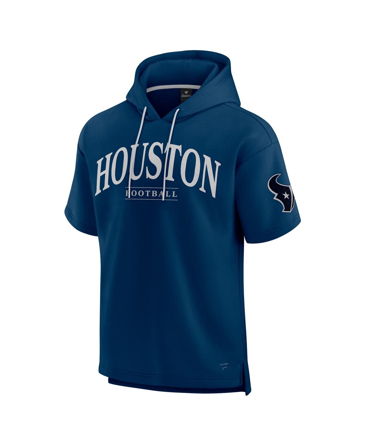 Shop Fanatics Men's And Women's Navy Houston Texans Elements Ready Short Sleeve Pullover Hoodie