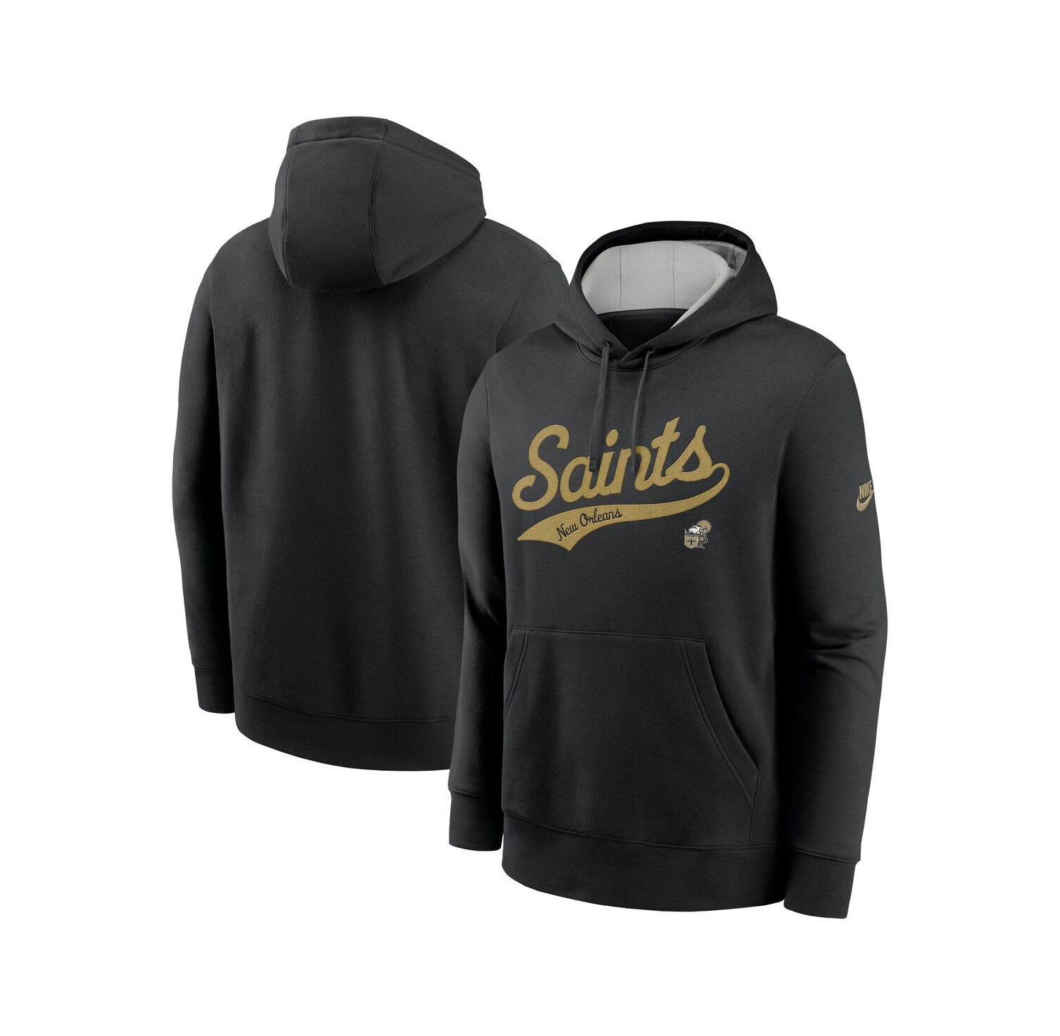 Men's Black New Orleans Saints Rewind Club Logo Pullover Hoodie