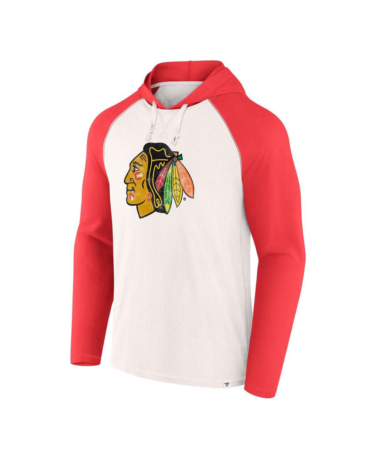Fanatics Men's White Chicago Blackhawks Winger Raglan Pullover Hoodie In White