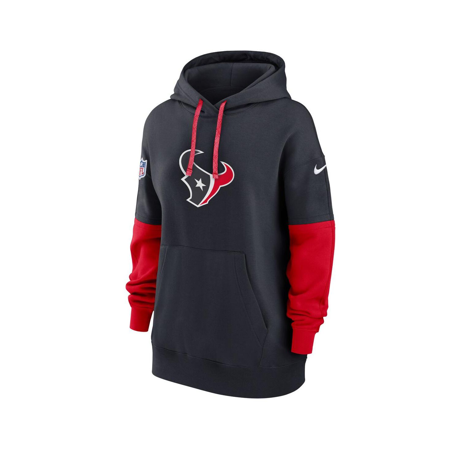 Women's Navy Houston Texans 2024 Sideline Essential Fleece Pullover Hoodie