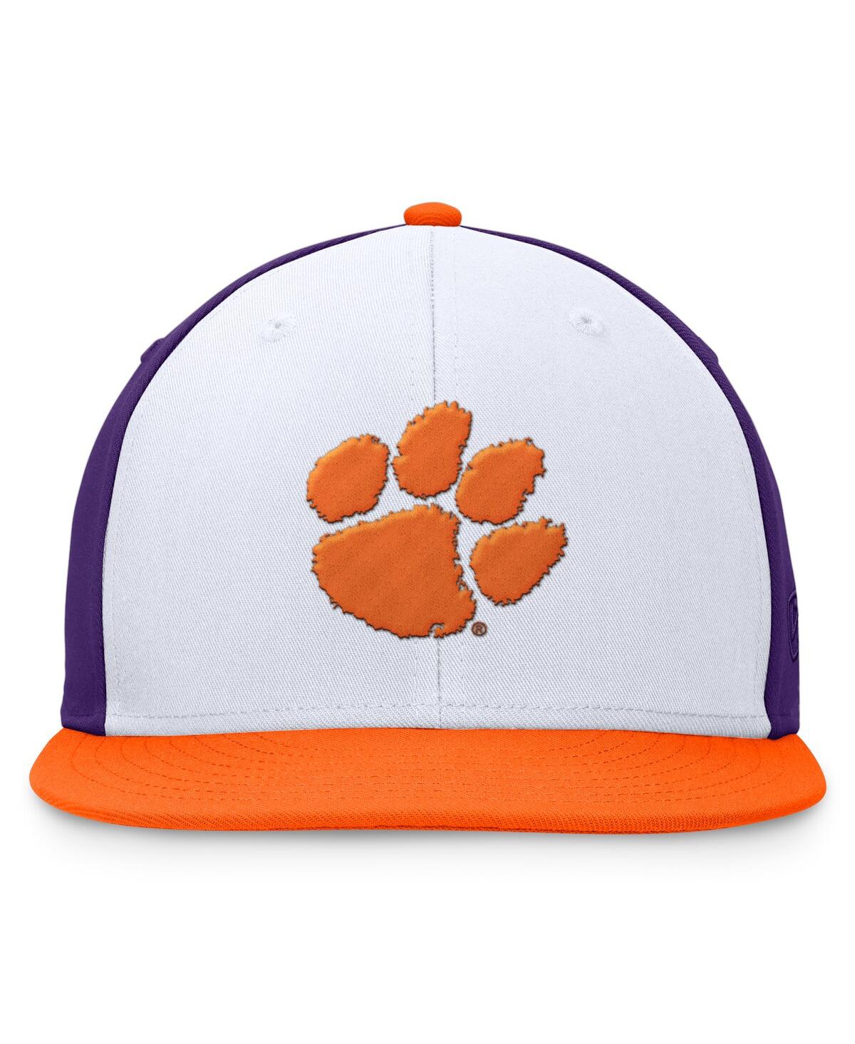 Top Of The World Men's White/orange Clemson Tigers Tri-tone Heritage Collector Fitted Hat In White,orange