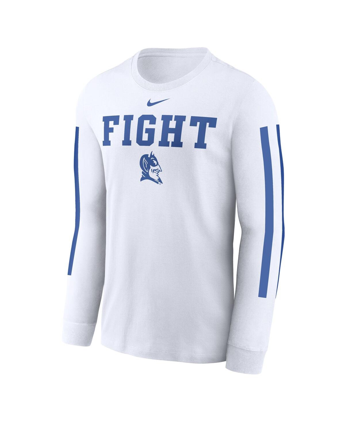 Nike Men's White Duke Blue Devils Local Spirit Slogan Long Sleeve T-shirt In White