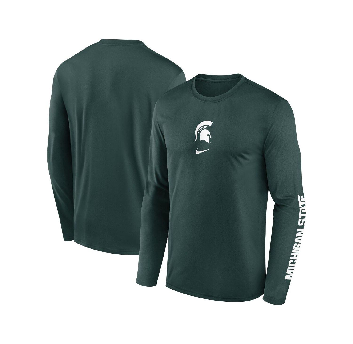 Men's Green Michigan State Spartans Primetime Center Lockup Two-Hit Legend Long Sleeve T-Shirt