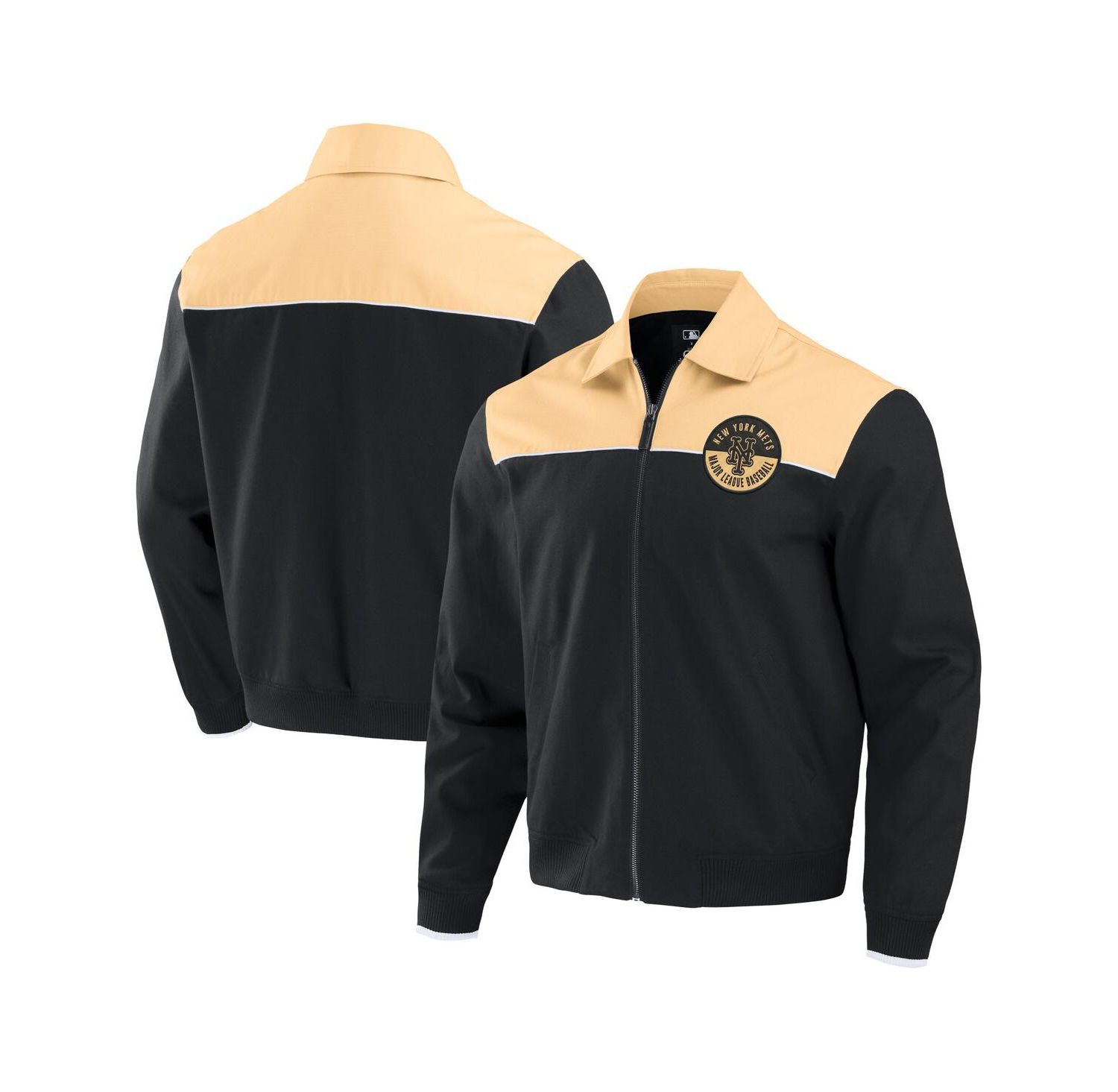 Darius Rucker Collection by Men's Black/Tan New York Mets Canvas Bomber Full-Zip Jacket