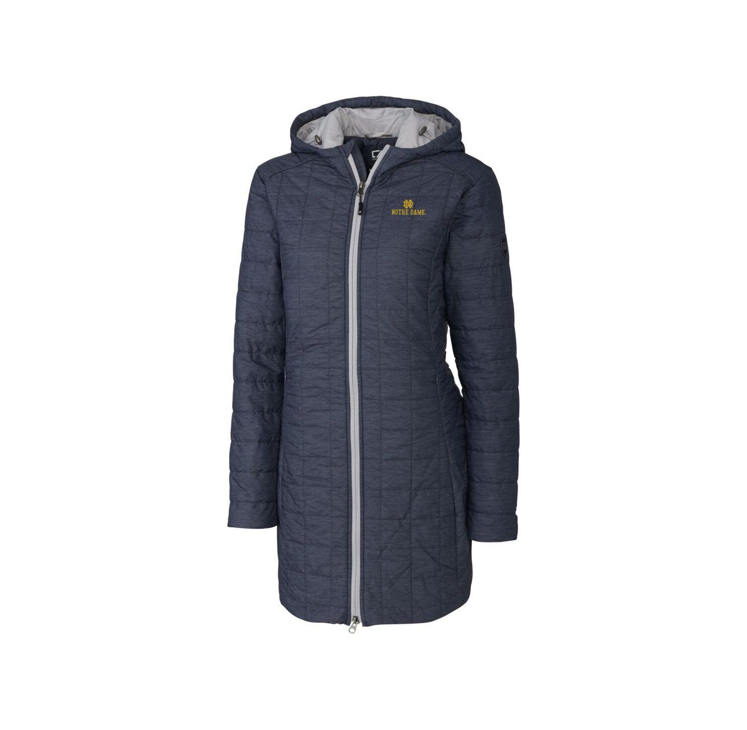Women's Heather Navy Notre Dame Fighting Irish Rainier PrimaLoft Hooded Long Coat