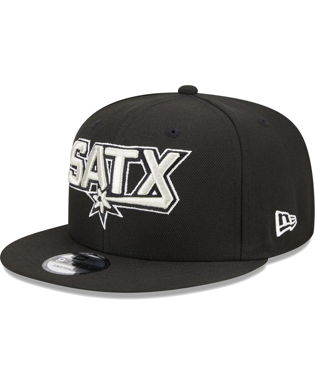 NEW ERA MEN'S BLACK SAN ANTONIO SPURS JERSEY HOOK STATEMENT EDITION 9FIFTY SNAPBACK HAT 