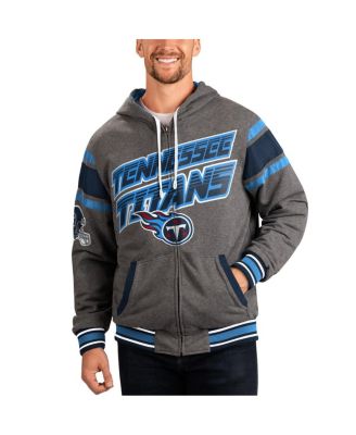 G-III Sports by Carl Banks - Men's Gray/Navy Tennessee Titans Extreme Full Back Reversible Hoodie Full-Zip Jacket