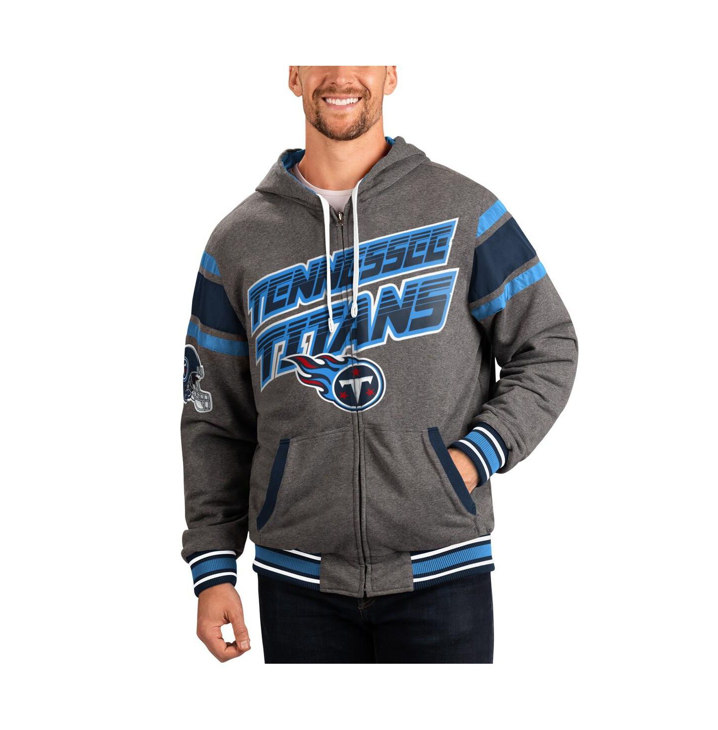 Мужская куртка G-III Sports by Carl Banks Gray/Navy Tennessee Titans Extreme Full Back Reversible Full-Zip — фото 1