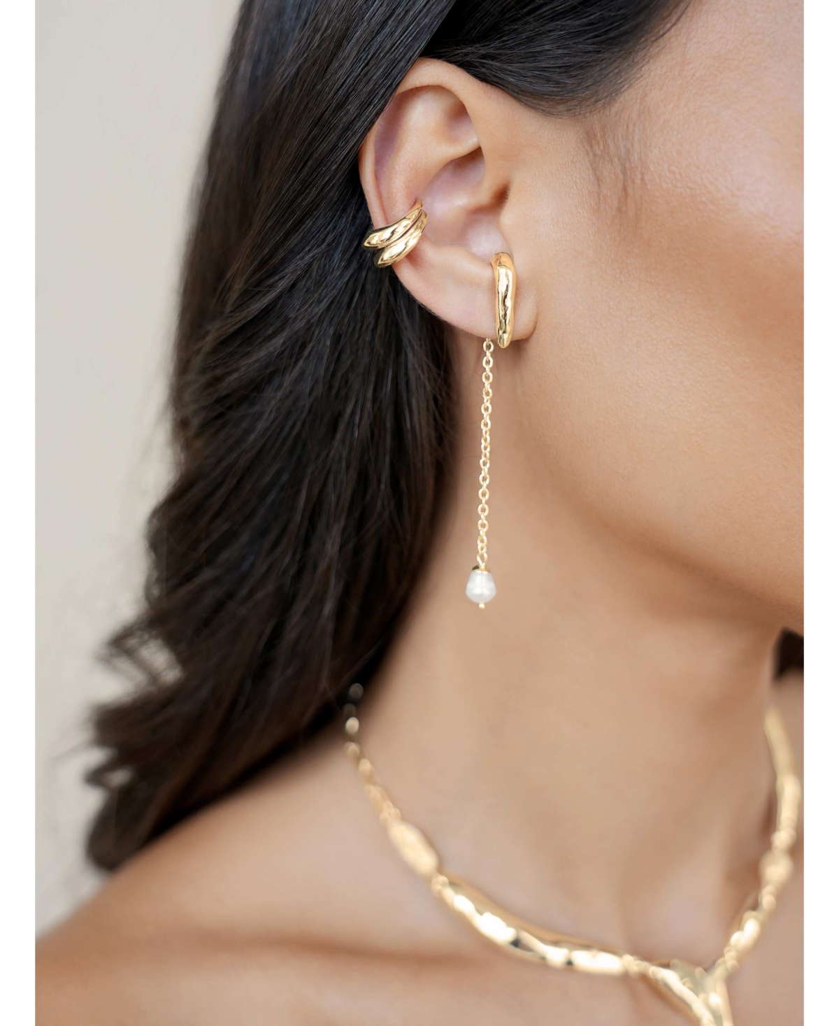 Ettika Lux Cultured Freshwater Pearl Linear Drop Earrings In 18k Gold Plated In Gold