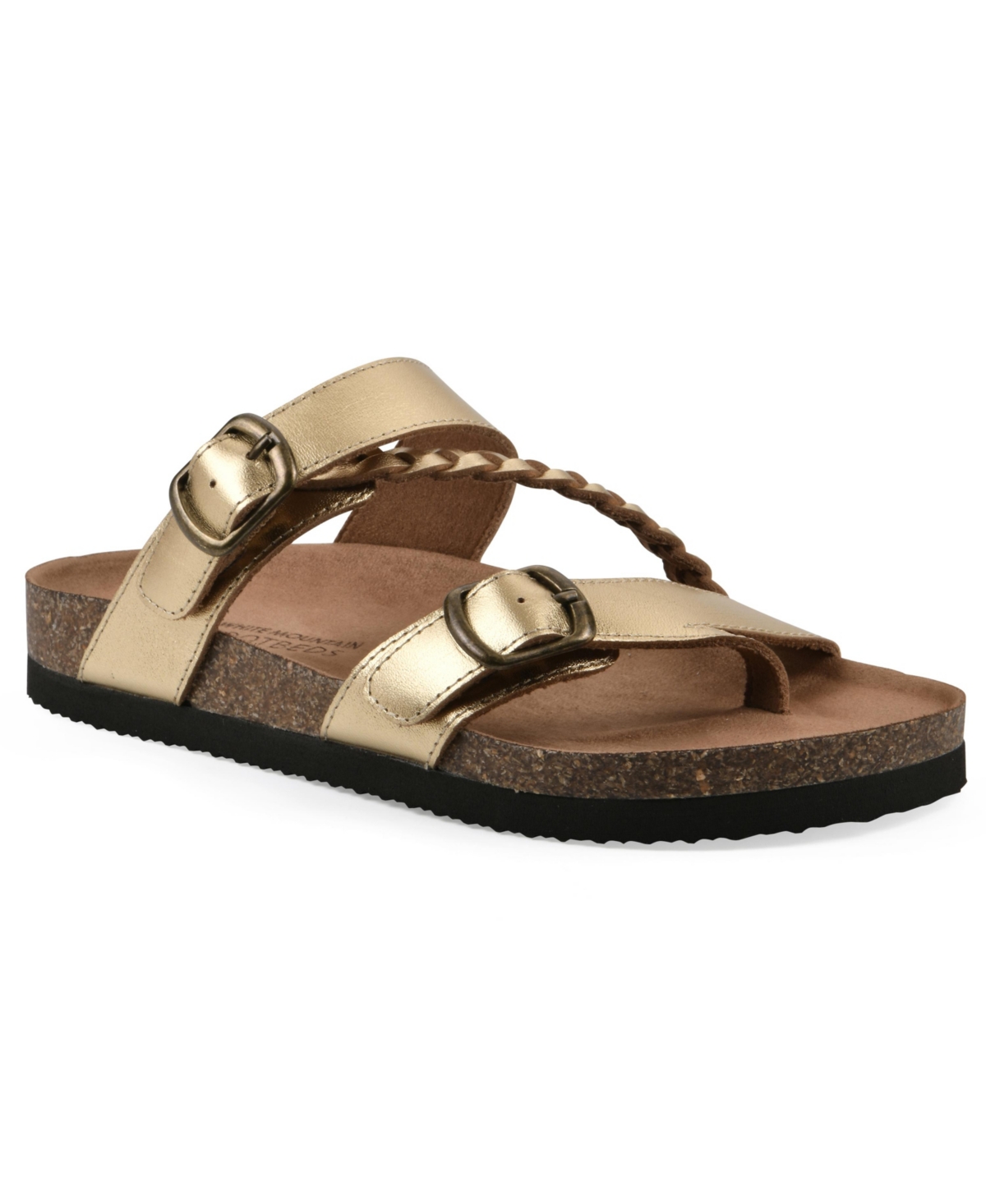 White Mountain Women's Hammy Round Toe Flat Sandals In Antique Gold Leather