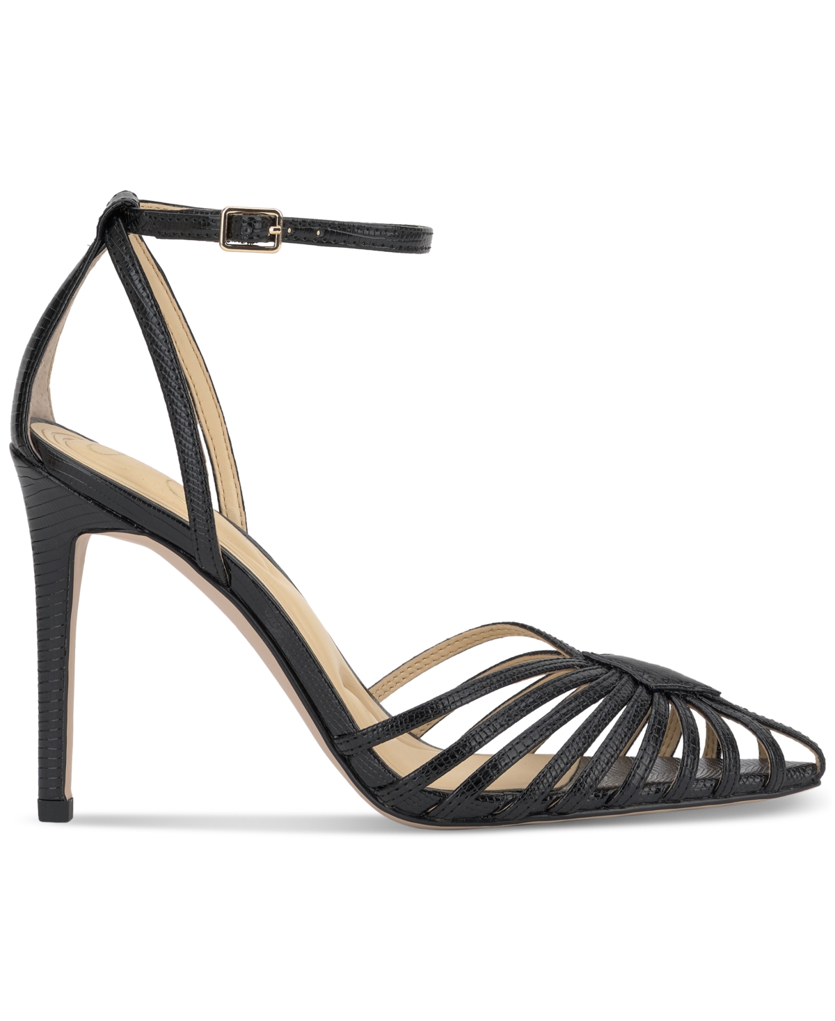 Jessica Simpson Paveri Ankle Strap Pointed Toe Pump In Black Lizard