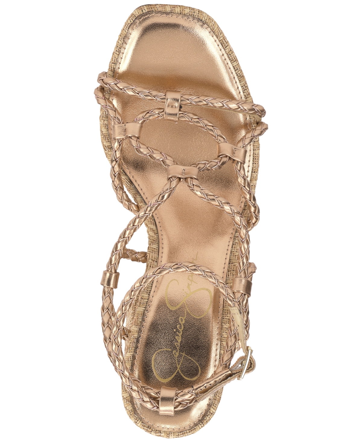 Shop Jessica Simpson Women's Azimma Block-heel Strappy Rope Sandals In Light Brass