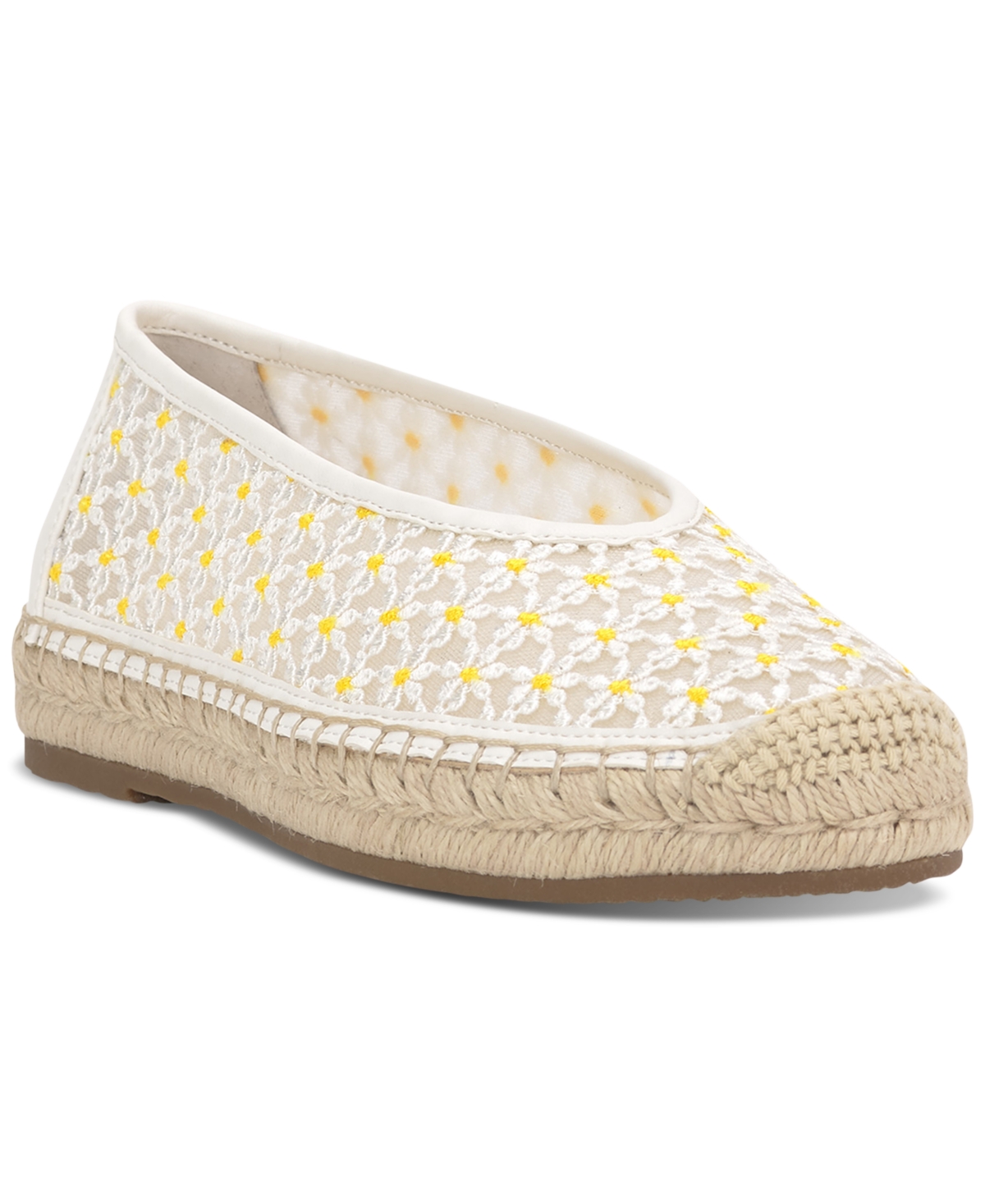 Jessica Simpson Women's Lucciea Mesh Espadrille Flats In White Daisy Mesh