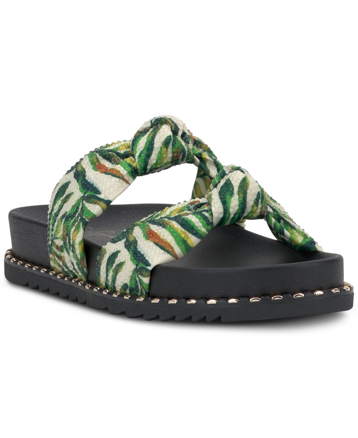 Jessica Simpson Caralyna Platform Slide Sandal In Green Multi Satin