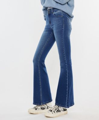 Women's High Rise Double Waist Band Flare Jeans