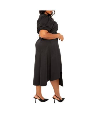 Women's Plus Size Asymmetrical Ruffle Shirt Dress