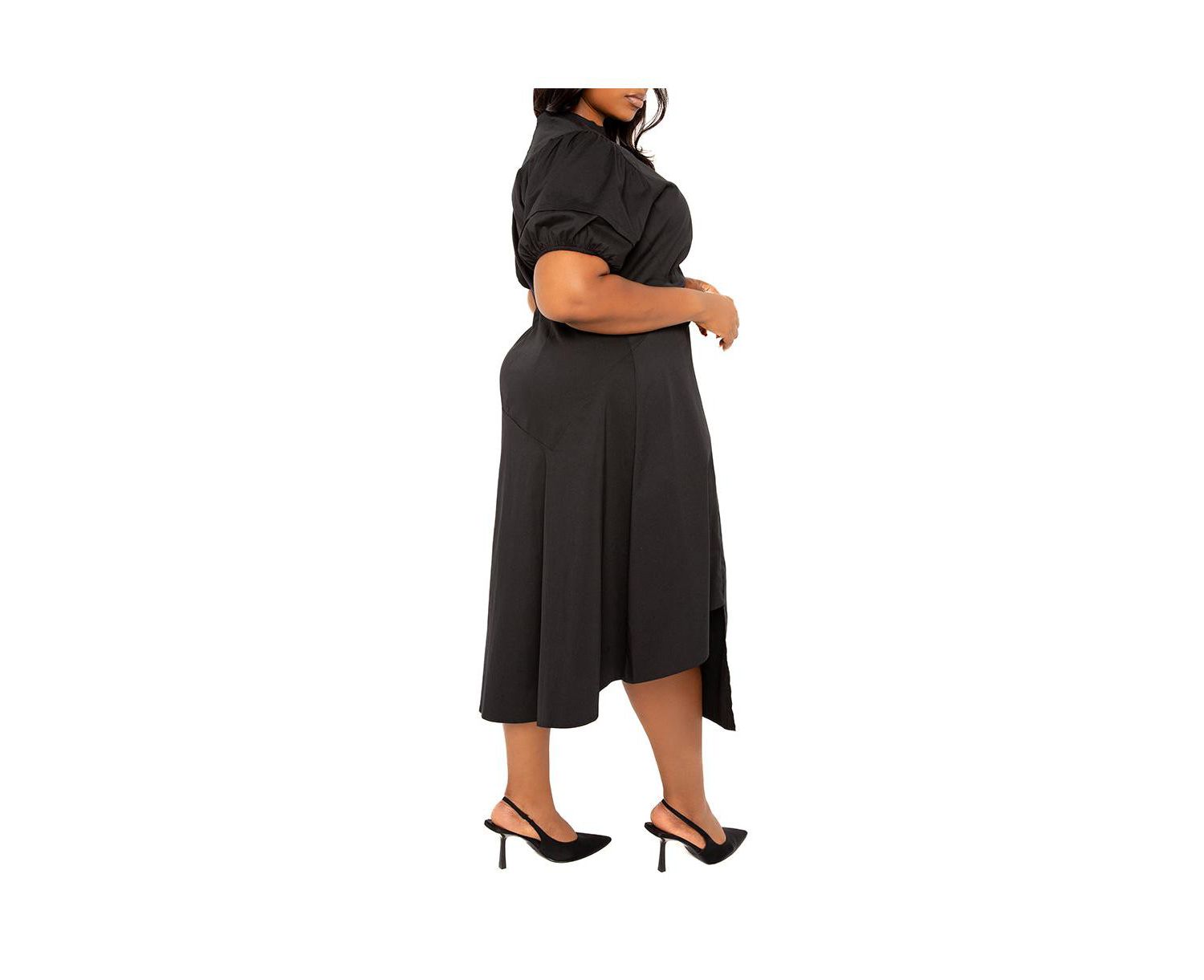 Women's Plus Size Asymmetrical Ruffle Shirt Dress