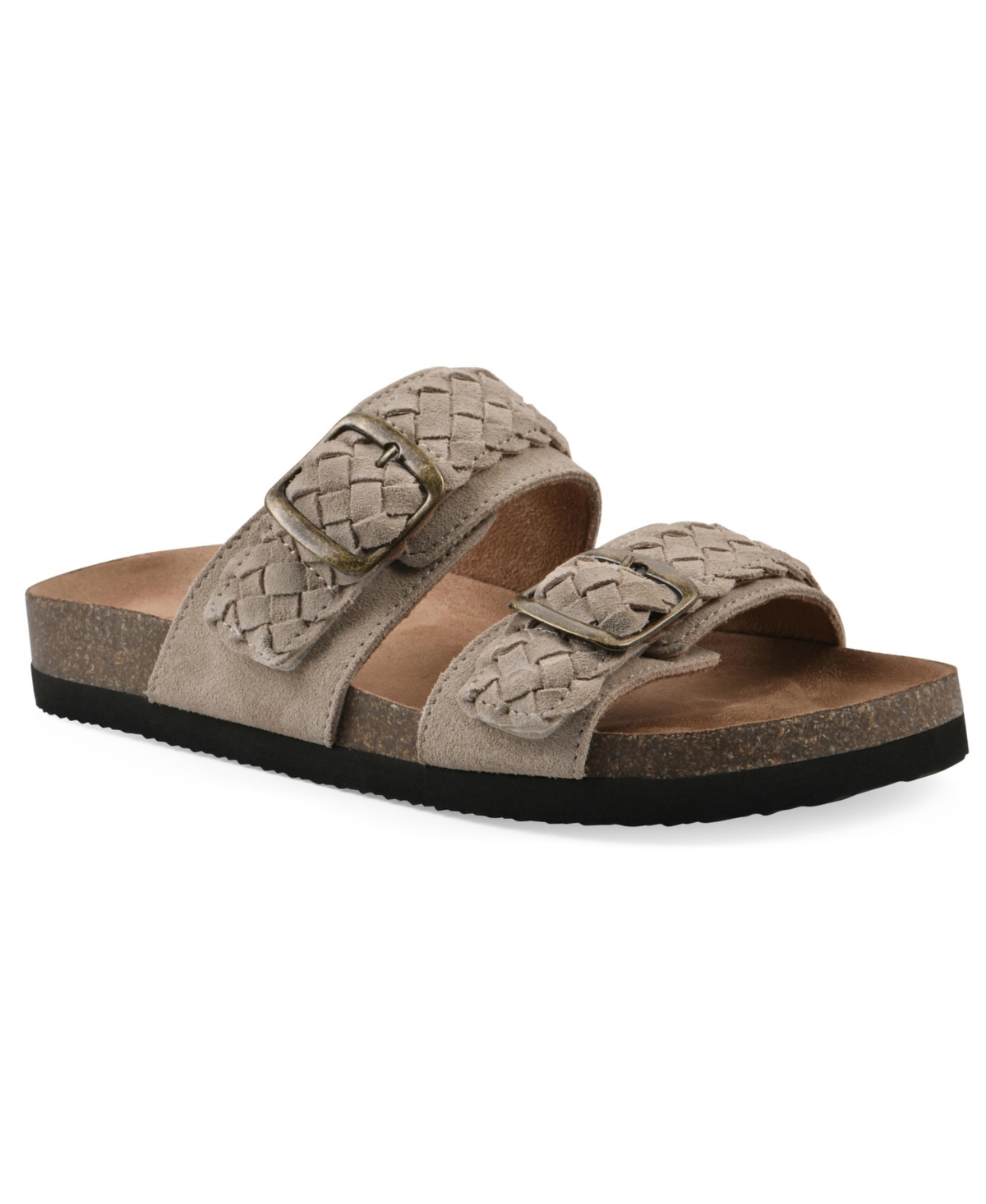 White Mountain Women's Hey Hey Round Toe Flat Sandals In Sandal Wood Suede