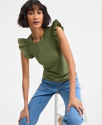 AND MARY Elf button knit tops (ベージュ) ANDMARY】Elf button knit tops