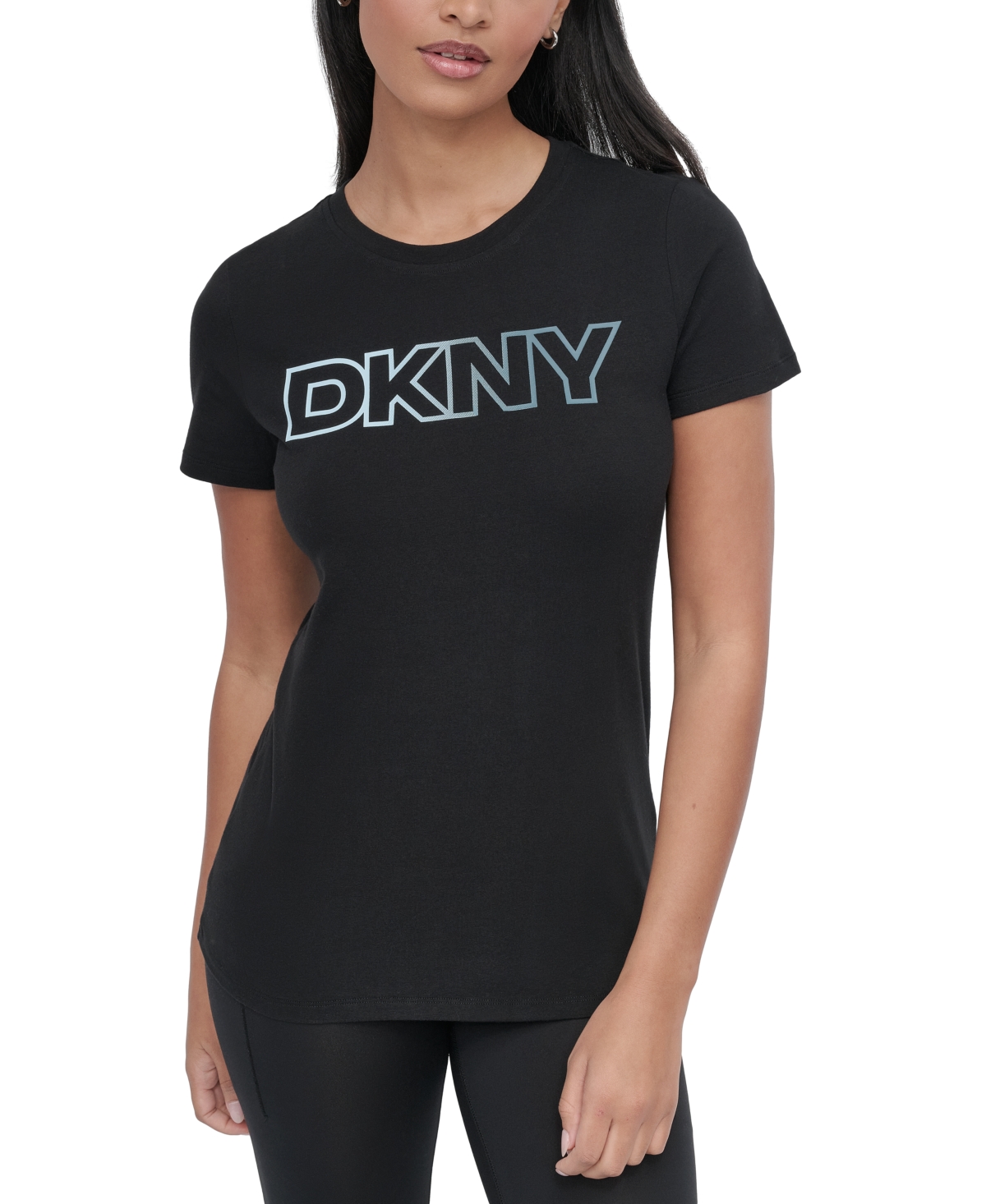 Dkny Sport Women's Ombre Outline-logo Crewneck T-shirt