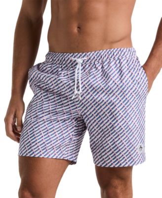 Original Penguin - Men's Geo Print Drawstring 7" Swim Trunks