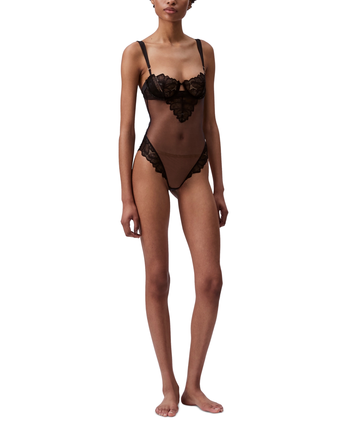 CALVIN KLEIN WOMEN'S FLORAL LACE BODYSUIT QF8033 