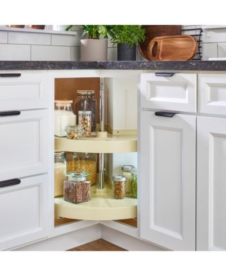 28'' Lazy Susan Pie-Cut Polymer Two-Shelf, Almond, LD-2942-28-15-1